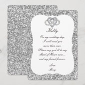 Silver Glitzer Infinity Heart Trauzeugin Card Einladung (Vorne/Hinten)