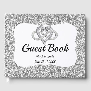 Silver Glitzer Infinity Heart Wedding Gästebuch