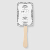 Silver Glitzer Infinity Heart Wedding Program Fans Fächer (Vorderseite)