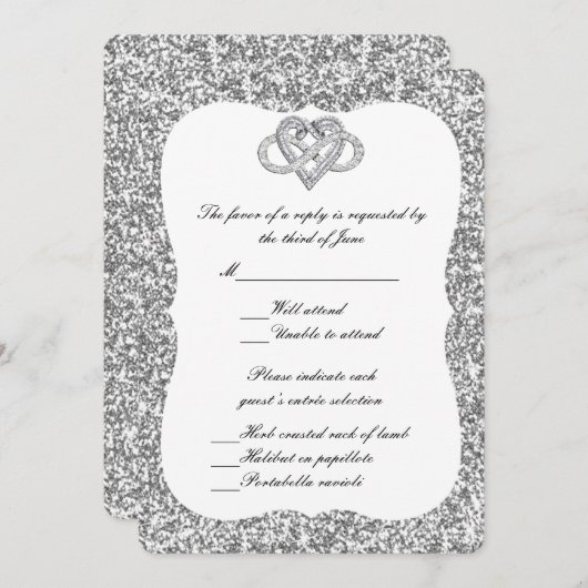 Silver Glitzer Infinity Heavy Response Card Einladung (Vorne/Hinten)