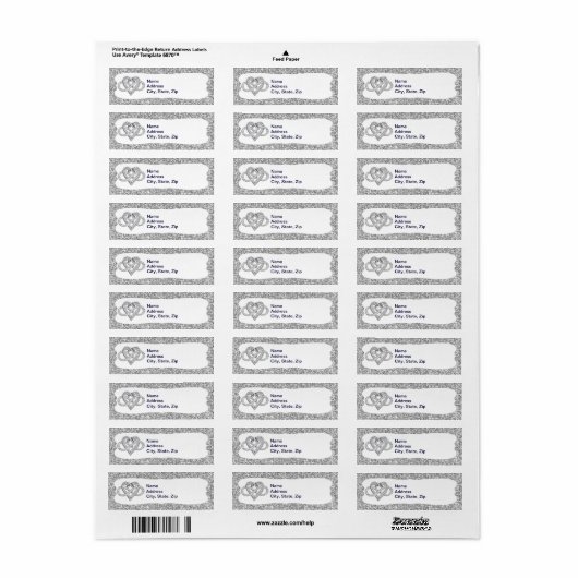 Silver Glitzer Infinity Herd Address Labels (Vorne)