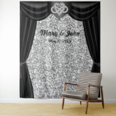 Silver Glitzer Infinity Herz Schwarzer Vorhang Wandteppich (Beispiel)