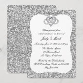 Silver Glitzer Infinity Probe Abendessen im Herzen Einladung (Vorne/Hinten)