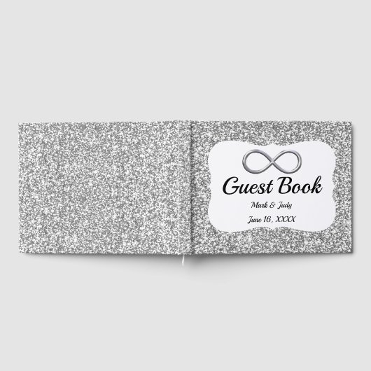 Silver Glitzer Infinity Wedding Gästebuch (Voll)