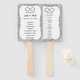 Silver Glitzer Infinity Wedding Program Fans Fächer