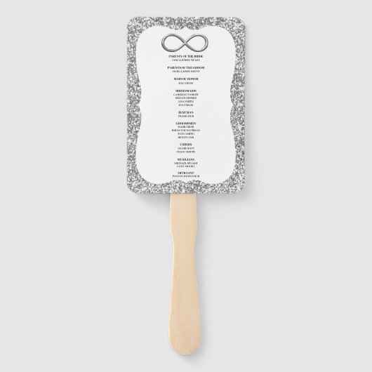 Silver Glitzer Infinity Wedding Program Fans Fächer (Rückseite)