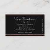 Silver Glitzer Initials Schwarz und Rose Gold Bord Visitenkarte (Rückseite)
