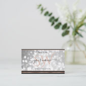 Silver Glitzer Initials Schwarz und Rose Gold Bord Visitenkarte (Stehend Vorderseite)