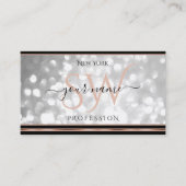 Silver Glitzer Initials Schwarz und Rose Gold Bord Visitenkarte (Vorderseite)