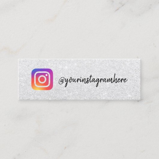 Silver Glitzer Instagram Logo Social Media Skript Telefonnummerkarte (Vorderseite)