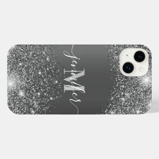 Silver Glitzer iPhone Hülle (Rückseite (Horizontal))