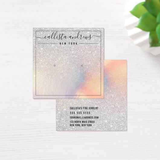Silver Glitzer Iridescent Earring Display Card (Schreibtisch)