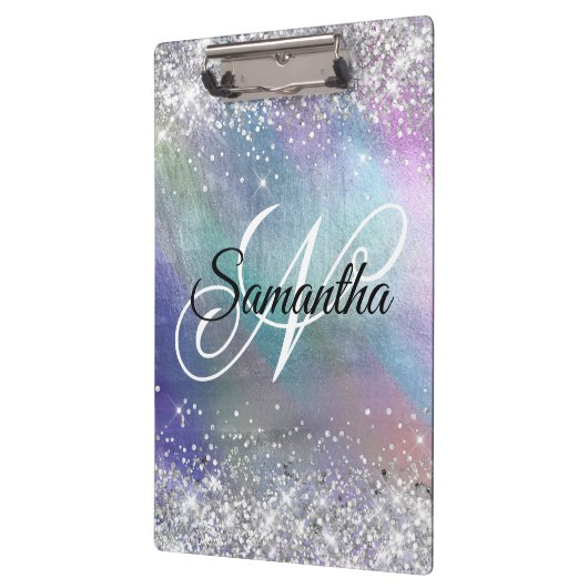 Silver Glitzer Iridescent Foil Extravagant Mit Mon Klemmbrett (Links)