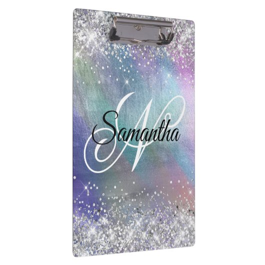 Silver Glitzer Iridescent Foil Extravagant Mit Mon Klemmbrett (Rechts)