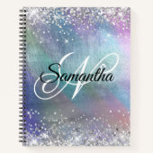 Silver Glitzer Iridescent Foil Extravagant Mit Mon Notizblock (Vorderseite)