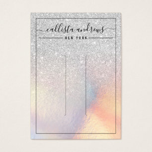 Silver Glitzer Iridescent Hair Clip Display Card