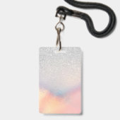 Silver Glitzer Iridescent Holographic Gradient Ausweis (Rückseite mit Lanyard)