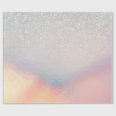 Silver Glitzer Iridescent Holographic Gradient Geschenkpapier (Flach)