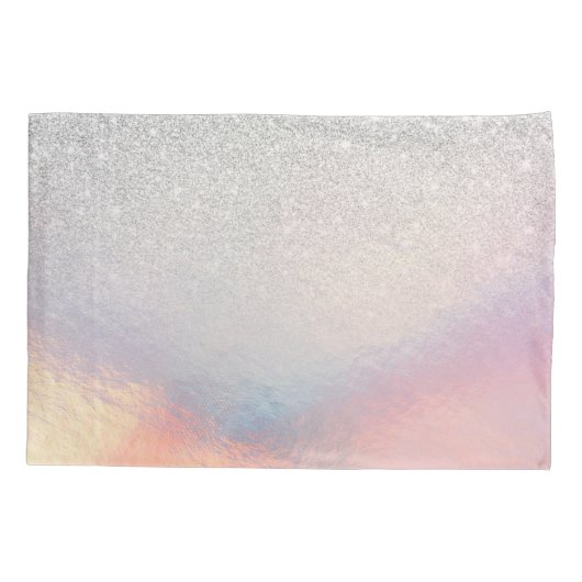 Silver Glitzer Iridescent Holographic Gradient Kissenbezug (Rückseite)