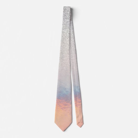 Silver Glitzer Iridescent Holographic Gradient Krawatte (Vorderseite)