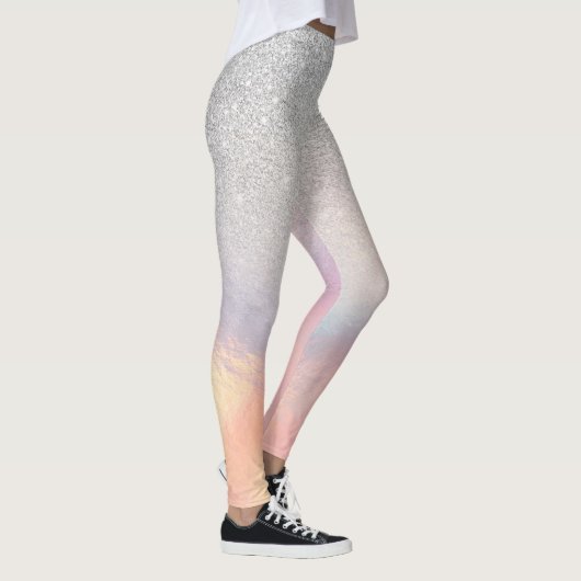 Silver Glitzer Iridescent Holographic Gradient Leggings (Rechts)