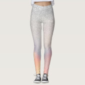 Silver Glitzer Iridescent Holographic Gradient Leggings (Vorderseite)