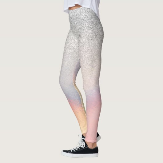Silver Glitzer Iridescent Holographic Gradient Leggings (Links)