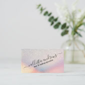 Silver Glitzer Iridescent Holographic Gradient Visitenkarte (Stehend Vorderseite)