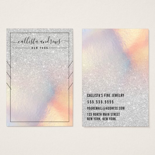 Silver Glitzer Iridescent-Netzwerkkarte (Vorne & Hinten)