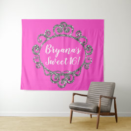 Silver Glitzer JEDE FARBE Hintergrund Geburtstagsp Wandteppich