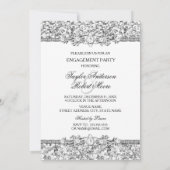 Silver Glitzer & Jewel Engagement Party einladen Einladung (Rückseite)