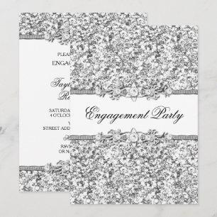 Silver Glitzer & Jewel Engagement Party einladen Einladung