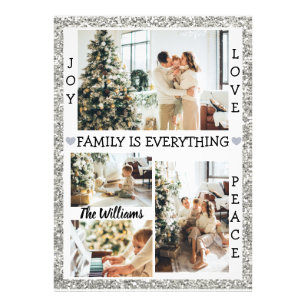 Silver Glitzer Joy Liebe Peace Familienname & Foto