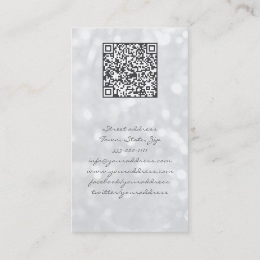 Silver Glitzer Juwelier Ohrring oder Nekklace Disp Visitenkarte (Rückseite)