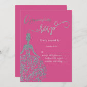 Silver Glitzer Kleid Fuschia UAWG Einladung (Vorne/Hinten)
