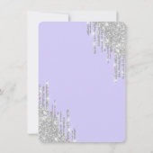 Silver Glitzer Kleid, Tropfen Lila Quinceañera Einladung (Rückseite)