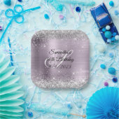 Silver Glitzer Lavender Foil 40. Geburtstag Pappteller (Party)