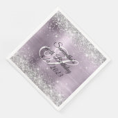 Silver Glitzer Lavender Foil 40. Geburtstag Serviette (Ecke)