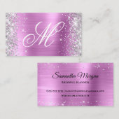 Silver Glitzer Lavender Foil Extravagant Mit Monog Visitenkarte (Vorne/Hinten)