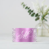Silver Glitzer Lavender Foil Extravagant Mit Monog Visitenkarte (Stehend Vorderseite)