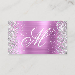 Silver Glitzer Lavender Foil Extravagant Mit Monog Visitenkarte
