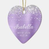 Silver Glitzer Lavender Foil Mis XV Anos Foto Keramik Ornament (Links)