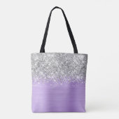 Silver Glitzer Lavender Glam Name Tasche (Rückseite)
