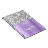 Silver Glitzer Lavender Glam Script Name Notizblock (Rechte Seite)