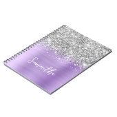 Silver Glitzer Lavender Glam Script Name Notizblock (Linke Seite)