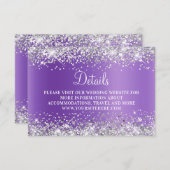 Silver Glitzer Lavender Lila Wedding Details Begleitkarte (Vorne/Hinten)