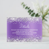 Silver Glitzer Lavender Lila Wedding Details Begleitkarte (Stehend Vorderseite)
