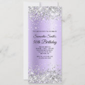 Silver Glitzer Lavender Satin 50. Geburtstag Einladung (Vorderseite)