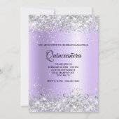 Silver Glitzer Lavender Satin Foil Quinceanera Einladung (Vorderseite)