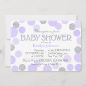 Silver Glitzer Lavender Scattered Dots Baby Dusche Einladung (Vorderseite)